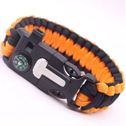 Paracord-armbånd, Fløyte, Kompass, Ildstål