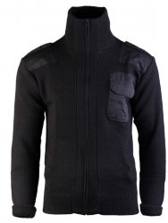 Mil-Tec Knitted Wool Jacket with Zipper – Black