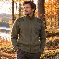 Mil-Tec Knitted Wool Jacket with Zipper – Olive