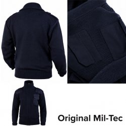 Mil-Tec Knitted Wool Jacket with Zipper – Navy Blue