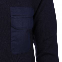 Fostex Garments Pullover V-neck 50% wool -Navy Blue