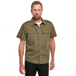 Brandit Vintage Short-Sleeved Summer Shirt Men – 100% Cotton - Olive