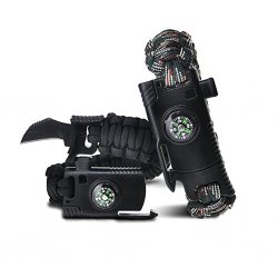 Survival Paracord Armband - Black Camo