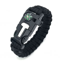 Paracord-armbånd, Fløyte, Kompass, Ildstål