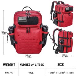 Nordic Army Laser Cut Gym Backpack - Red - 45Liter