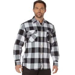 EXTRA HEAVYWEIGHT BRAWNY FLANNEL SHIRTS White/Black
