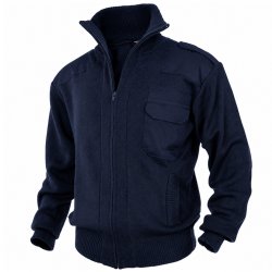 Mil-Tec Knitted Wool Jacket with Zipper – Navy Blue