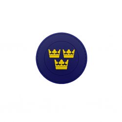 Swedish PVC Patch Round - 3 Crown - Blue/Yellow