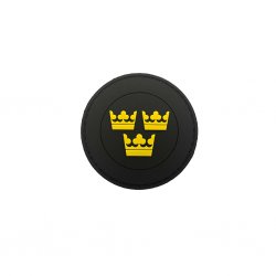 Swedish PVC Patch Round - 3 Crown - Black/Yellow