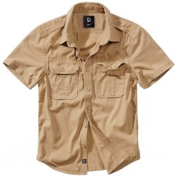 Brandit Vintage Short-Sleeved Summer Shirt Men – 100% Cotton - Camel