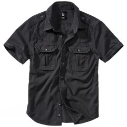 Brandit Vintage Kortærmet Sommerskjorte Herre – 100% Bomuld - Sort