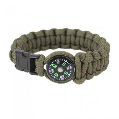 Army paracord armband med kompass grön