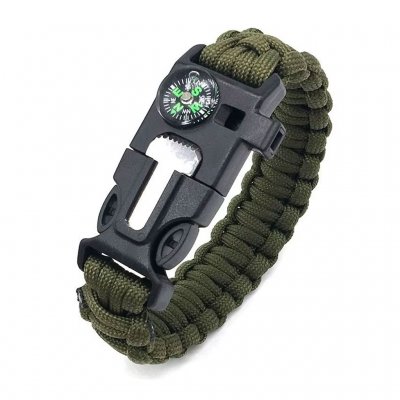 Paracord-armbånd, Fløyte, Kompass, Ildstål
