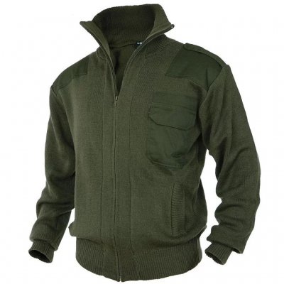 Mil-Tec Knitted Wool Jacket with Zipper – Olive
