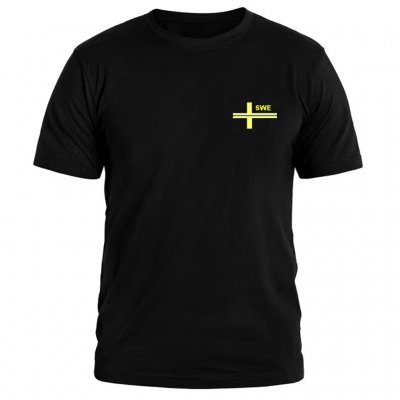 Army Gross - Thin Blue Line SWE T-Shirt - Gul logga - Svart