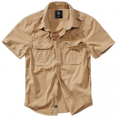 Brandit Vintage Short-Sleeved Summer Shirt Men – 100% Cotton - Camel